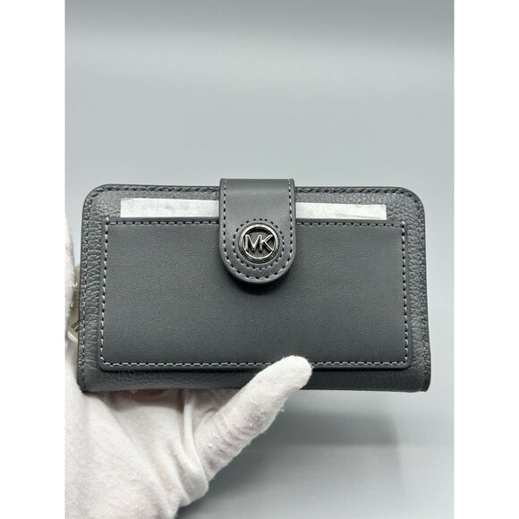 Michael Kors Charm Medium Tab Pocket Leather Bifold Wallet in Slate NWT *READ* - Picture 2 of 16
